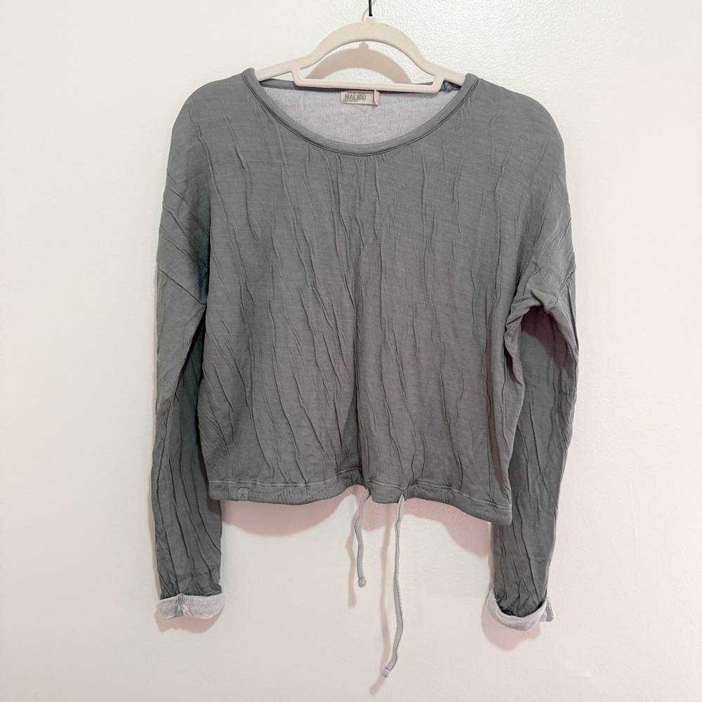 Barefoot Dreams Malibu Collection Crinkle‎ Drawstring Top XS